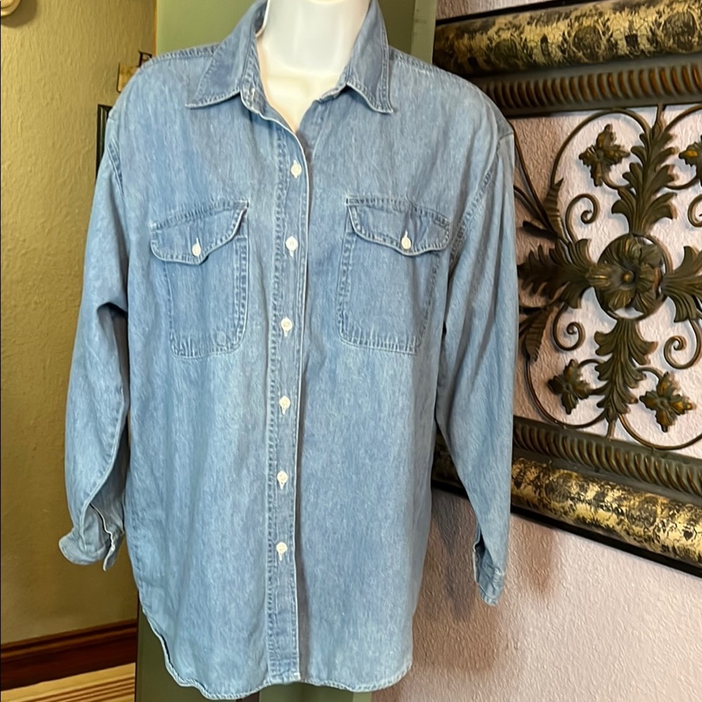 Andrew’s Blues Shirt-Light Blue Denim Button Up Sz S💚